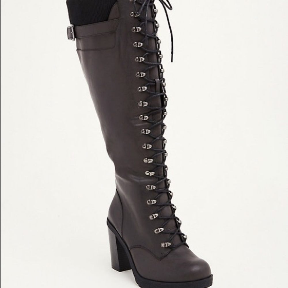 Torrid SWEATER KNIT TOP LACE UP COMBAT BOOTS